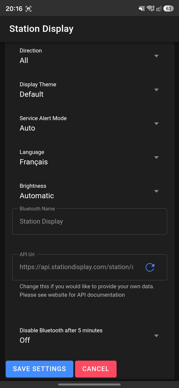 Station Display – Station Advanced Settings