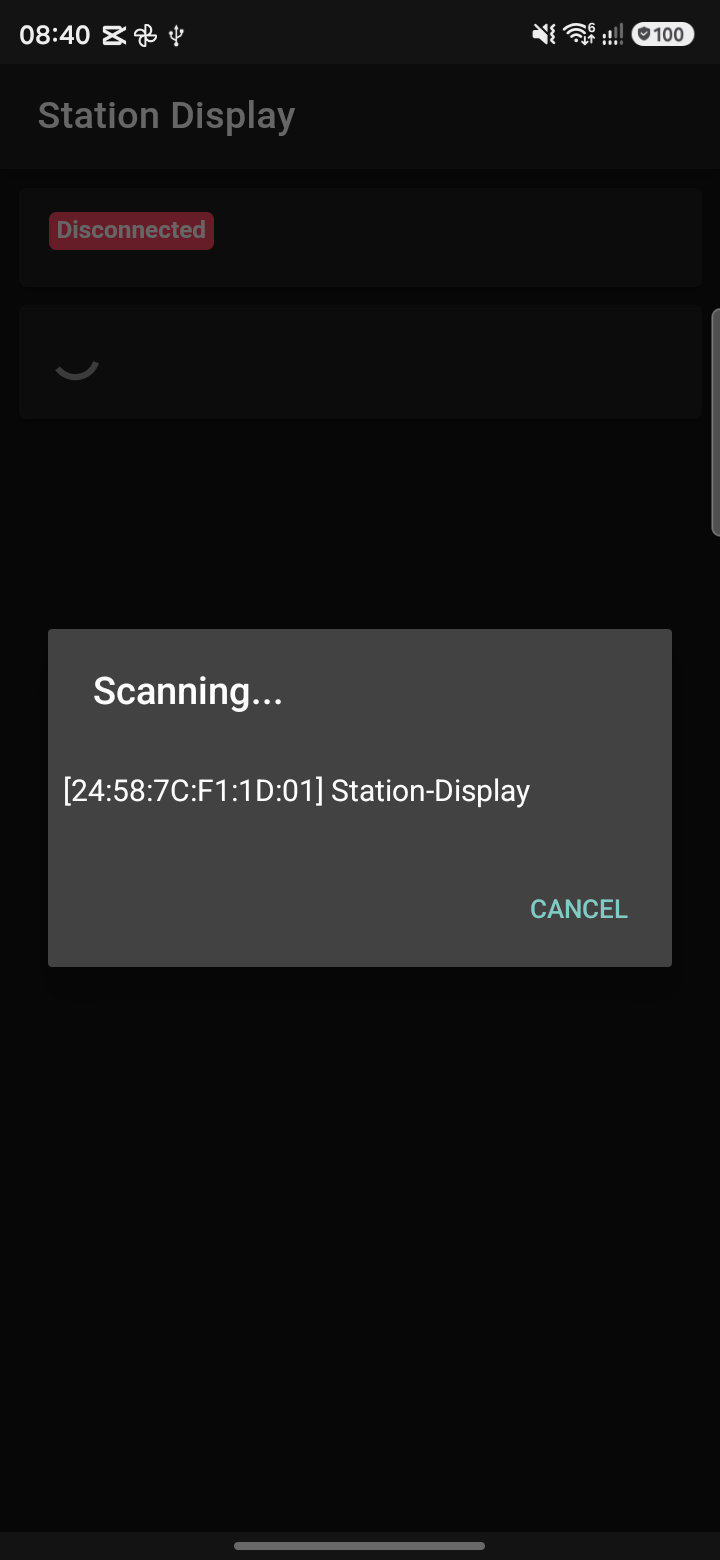Station Display app – connect to device