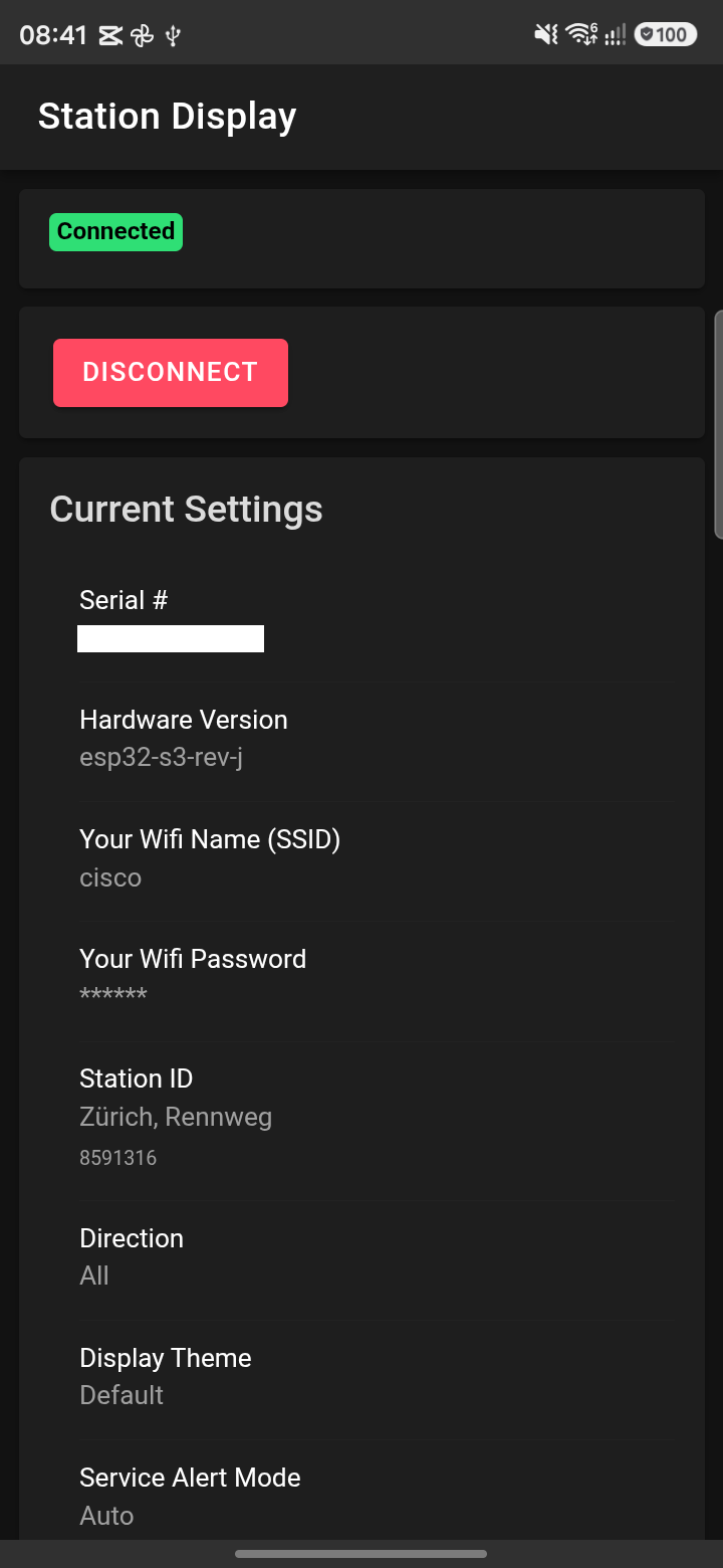 Station Display app – connected