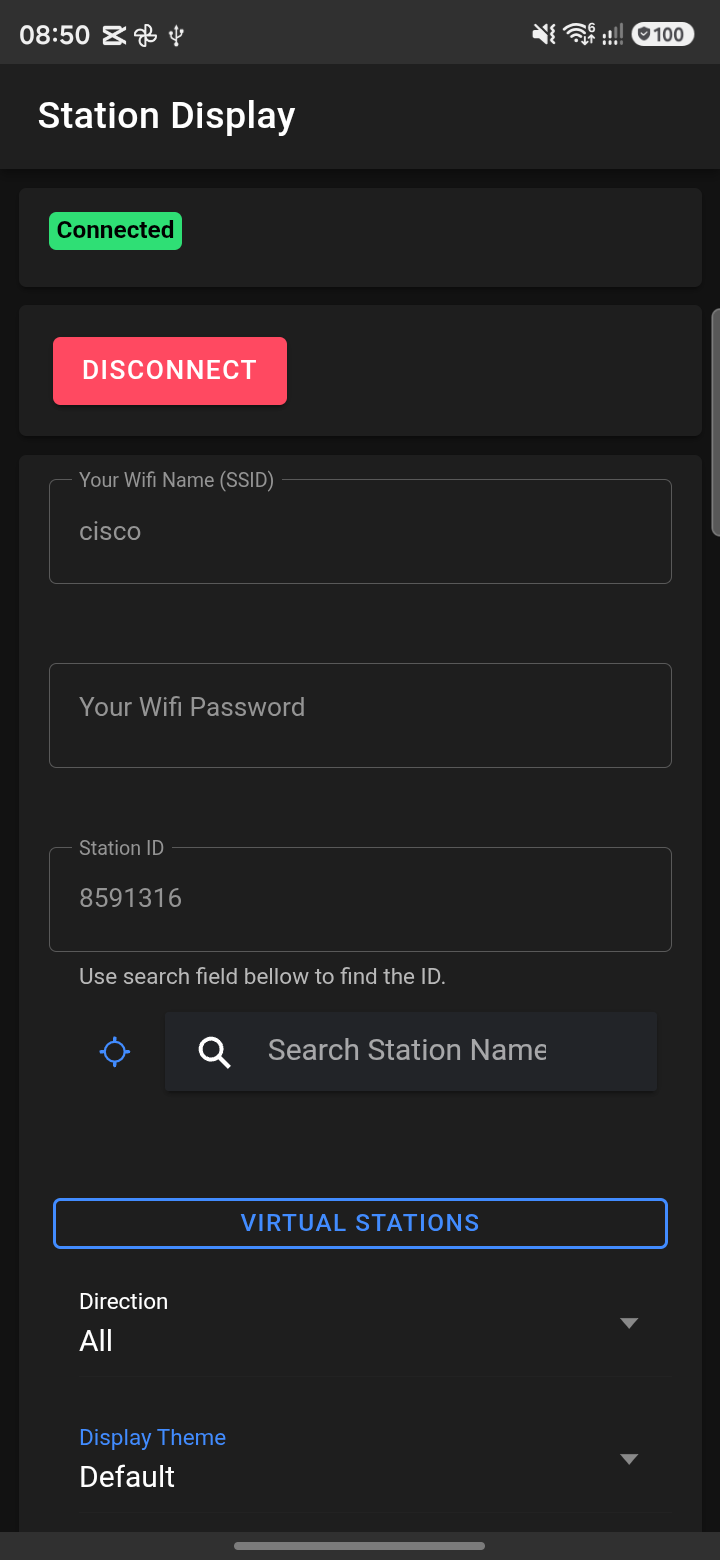 Station Display WiFi configuration