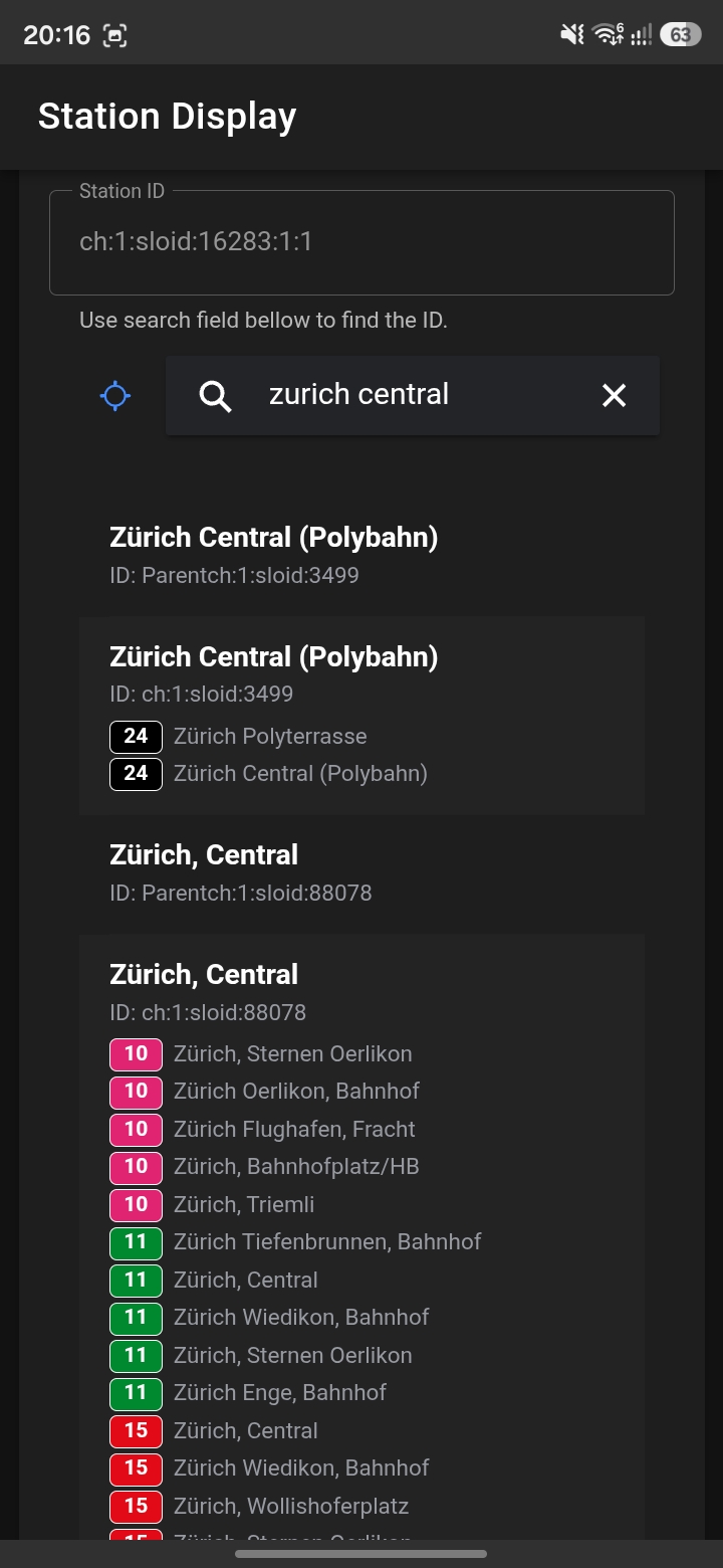 Station Display – station ID search
