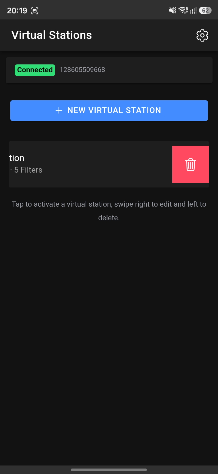 Station Display – swipe to delete virtual station