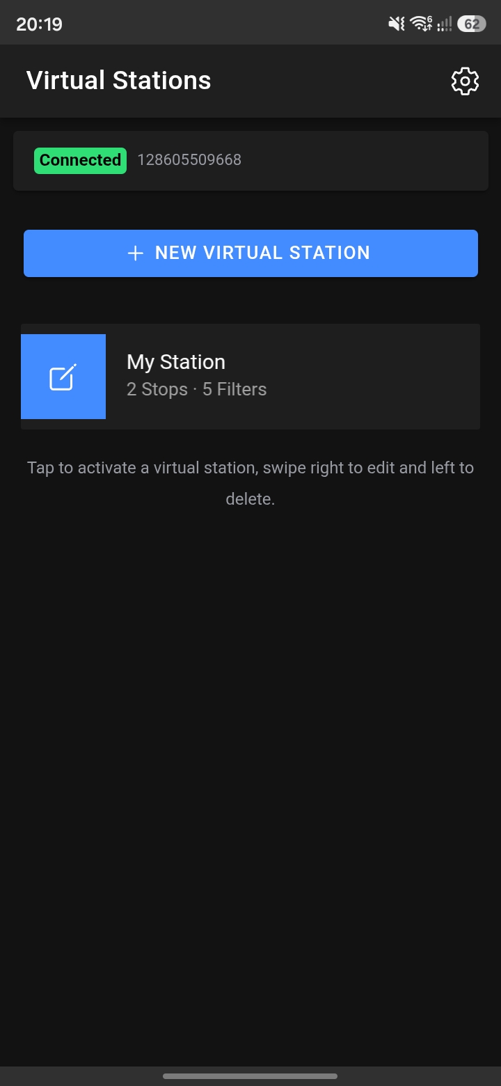 Station Display – swipe to edit virtual station