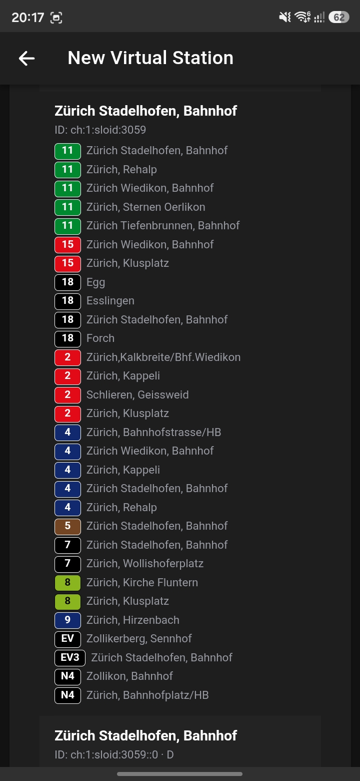Station Display – virtual station stop search
